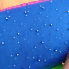 Ткань Сетка с жемчугом (электрик)